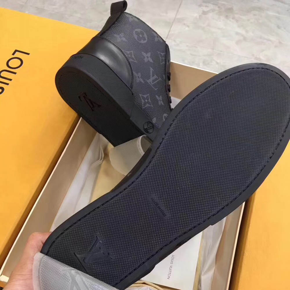 Louis Vuitton Black Leather High Top Sneakers - DopestKickz