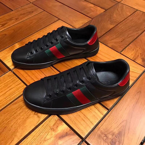 Gucci Ace Black Leather Sneaker - DopestKickz