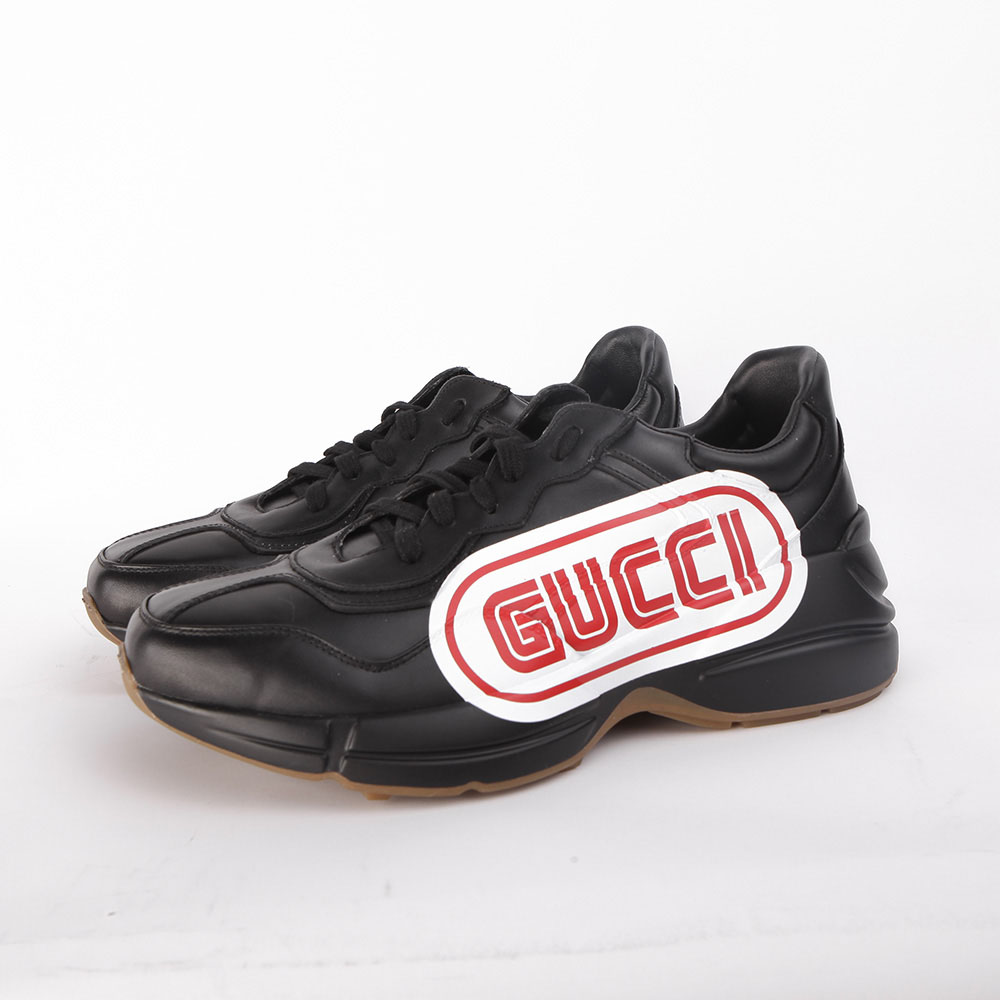 Gucci Rhyton Print Leather Sneaker(Black) - DopestKickz