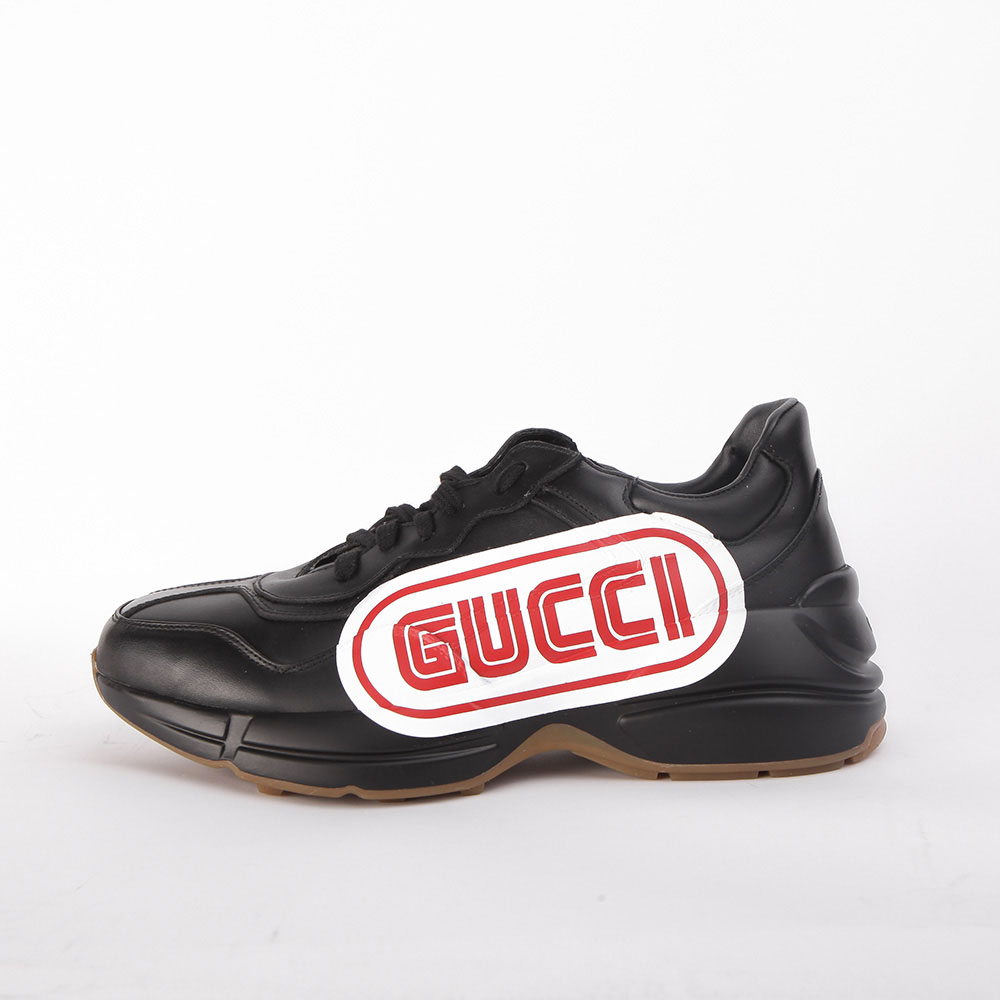 Gucci Rhyton Print Leather Sneaker(Black) - DopestKickz