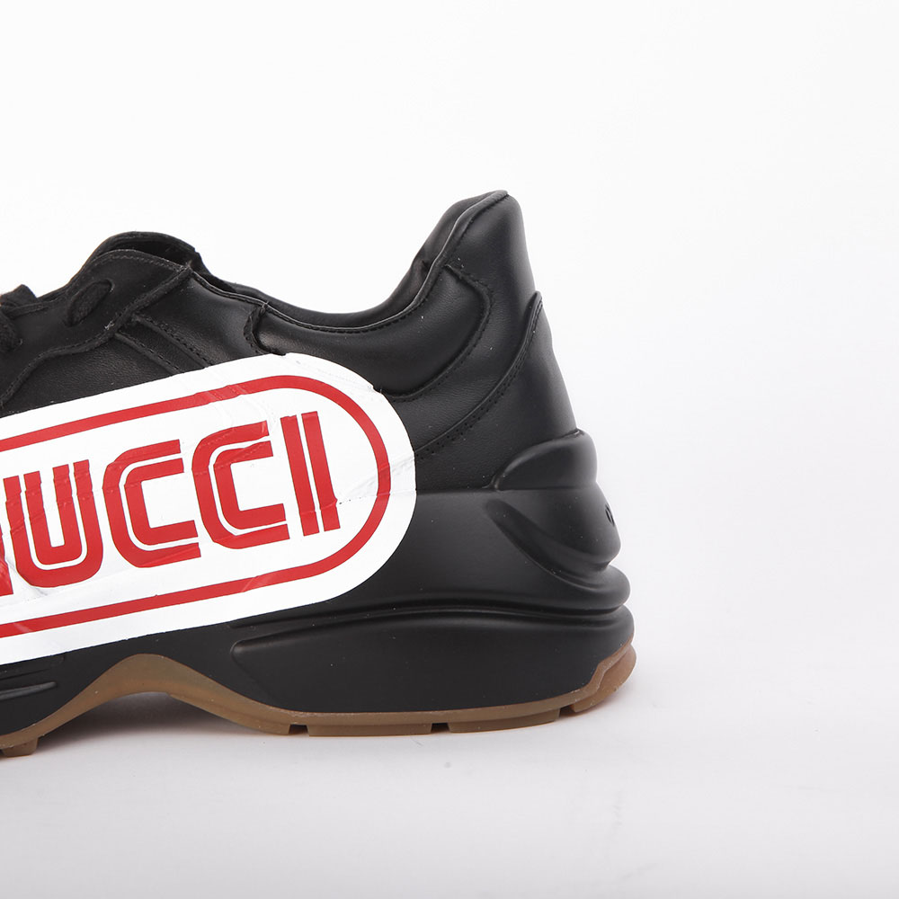 Gucci Rhyton Print Leather Sneaker(Black) - DopestKickz