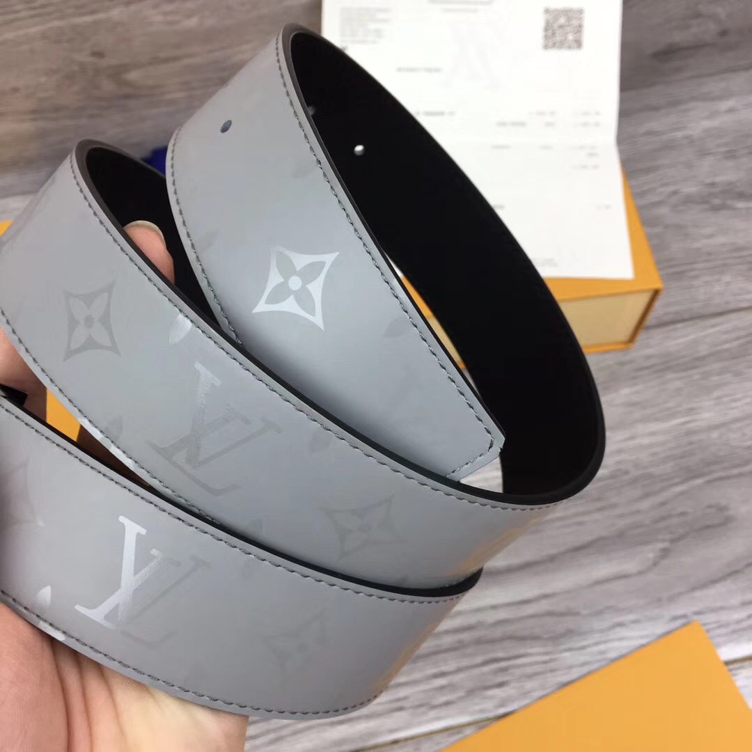Louis Vuitton Grey 40MM Reversible Belt (Gold Buckle) - DopestKickz