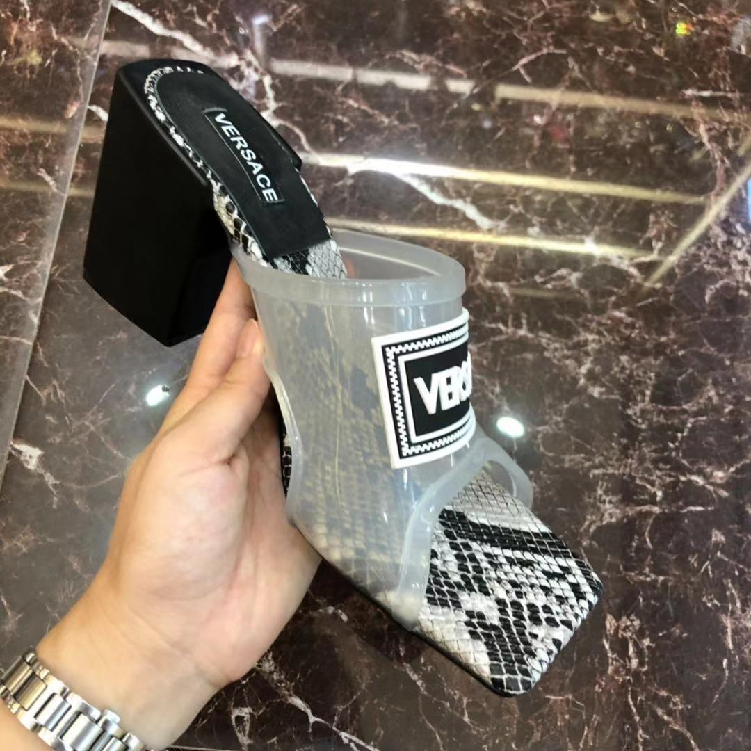 Versace 90S Vintage Logo Mid Heel Sandals (White) - DopestKickz