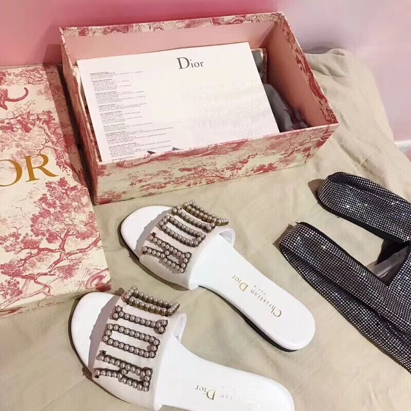 Dior White Slippers - DopestKickz
