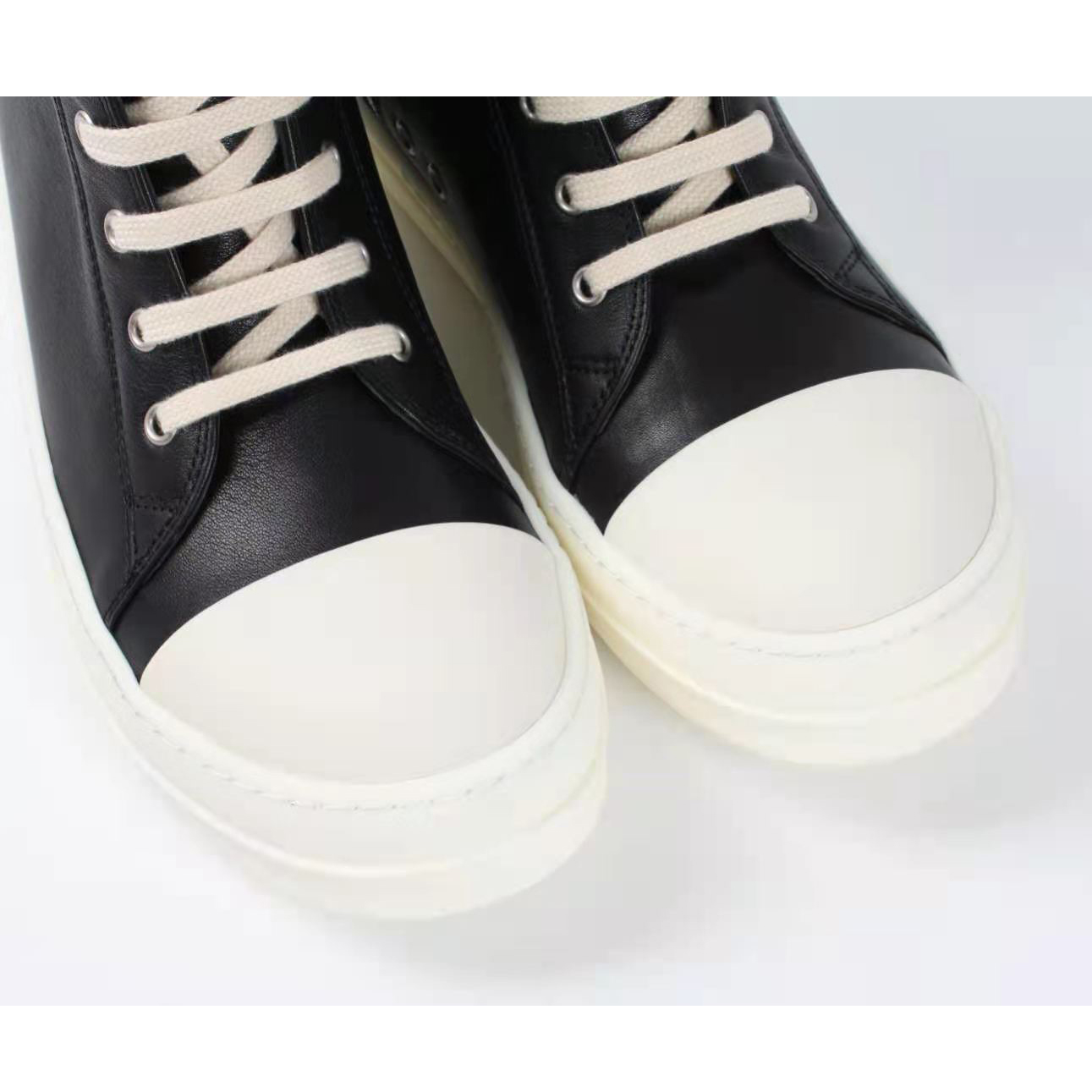 Rick Owens Black Leather High Top Sneakers - DopestKickz