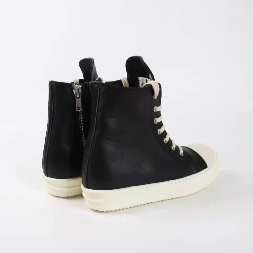 Rick Owens Black Leather High Top Sneakers - DopestKickz