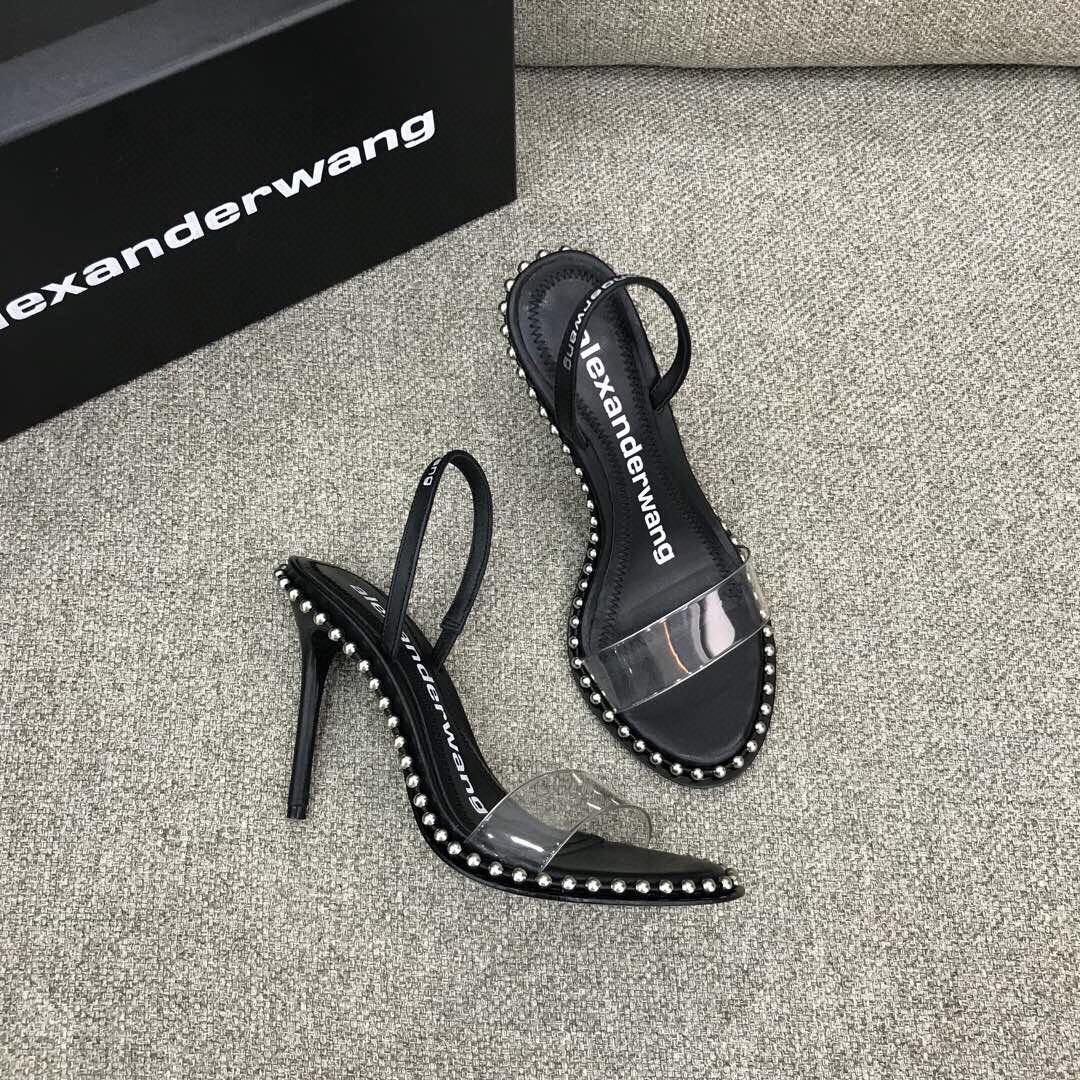 Alexander Wang Nova Satin Crystal Sandal In Black - DopestKickz