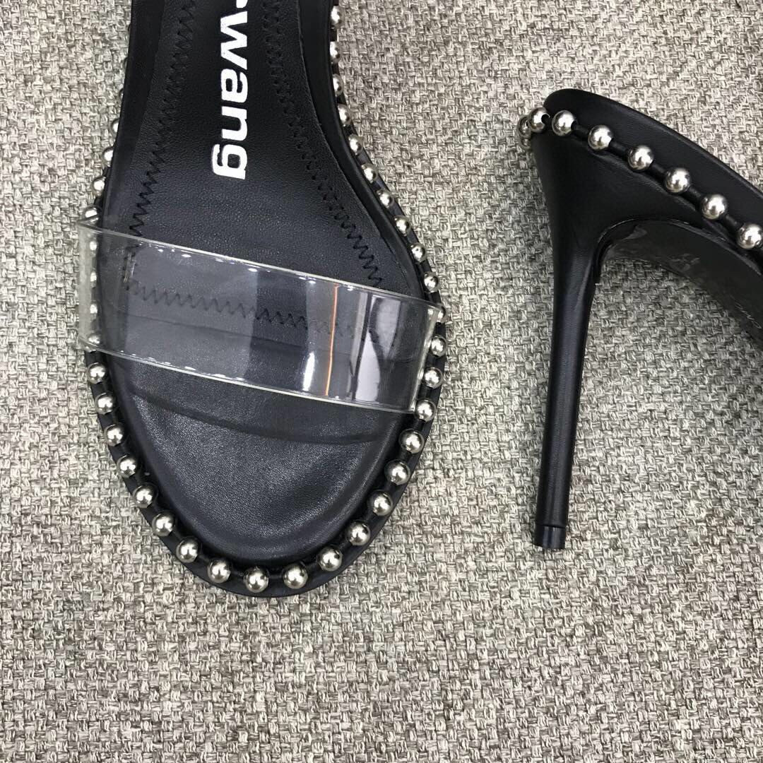 Alexander Wang Nova Satin Crystal Sandal In Black - DopestKickz
