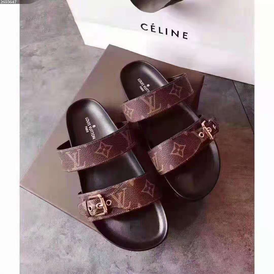 Louis Vuitton Monogram Bom Dia Flat Mule Sandals - DopestKickz