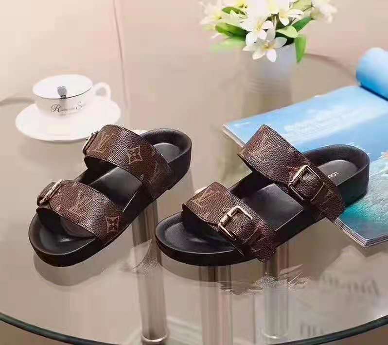 Louis Vuitton Monogram Bom Dia Flat Mule Sandals - DopestKickz