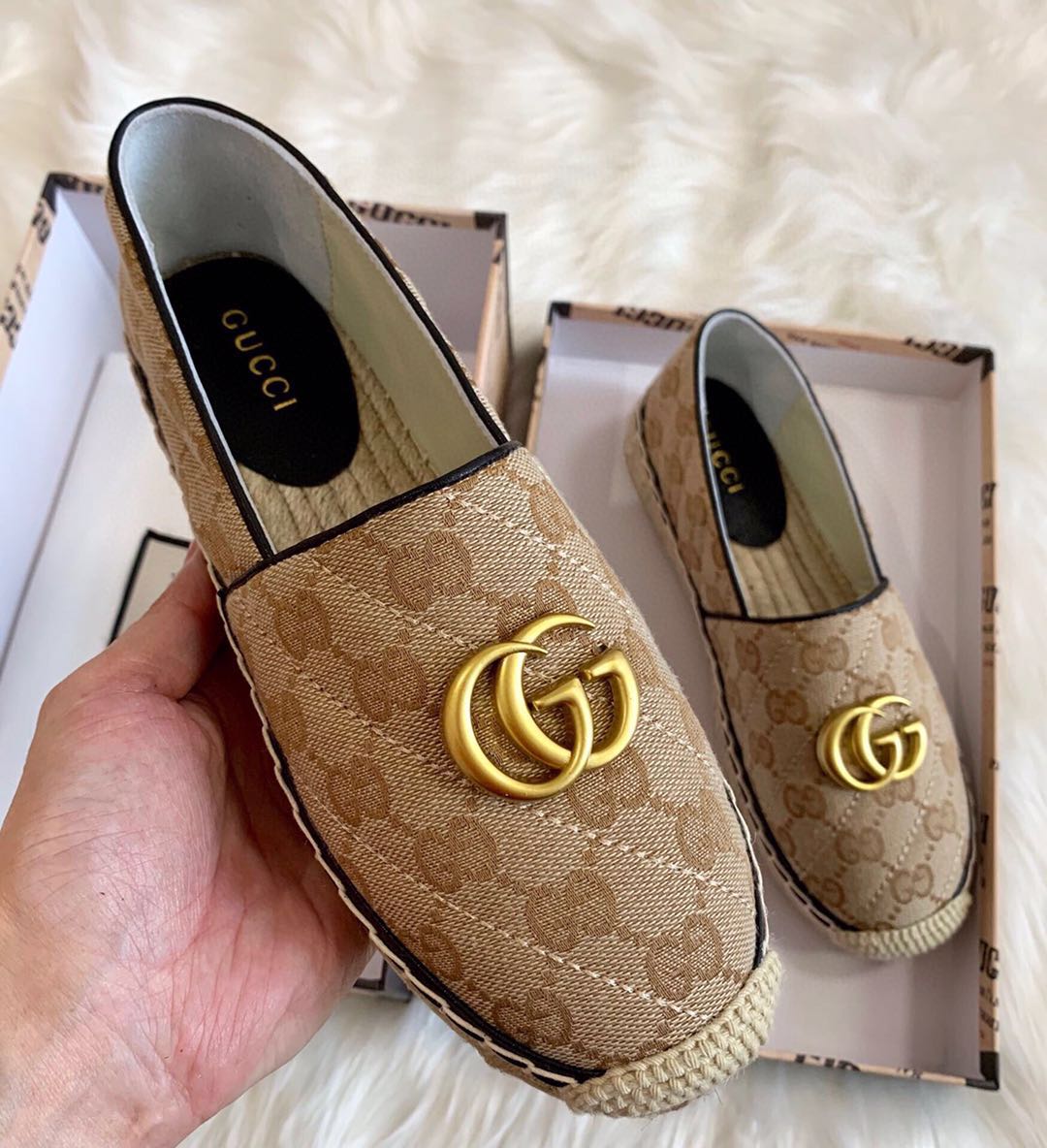 Gucci Women's GG Matelassé Canvas Espadrille - DopestKickz