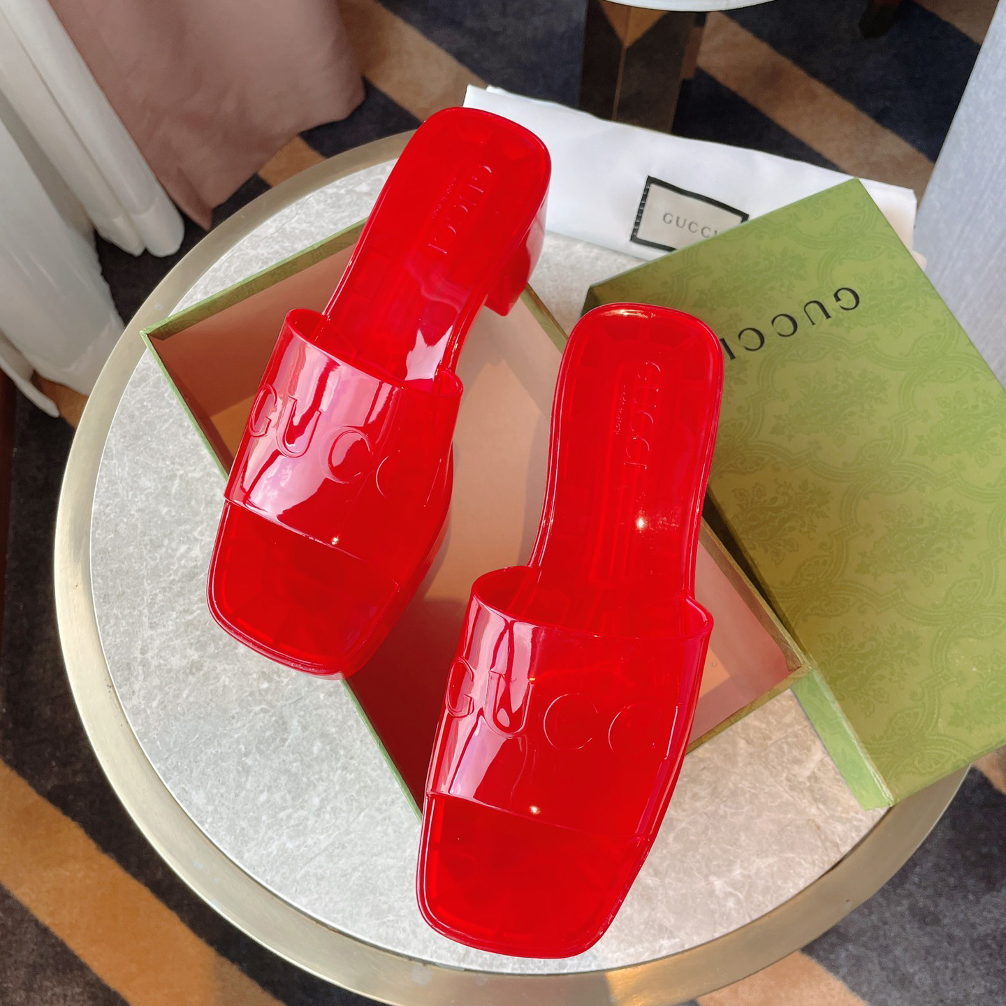 Gucci Plastique Logo-Embossed Rubber Mules - DopestKickz