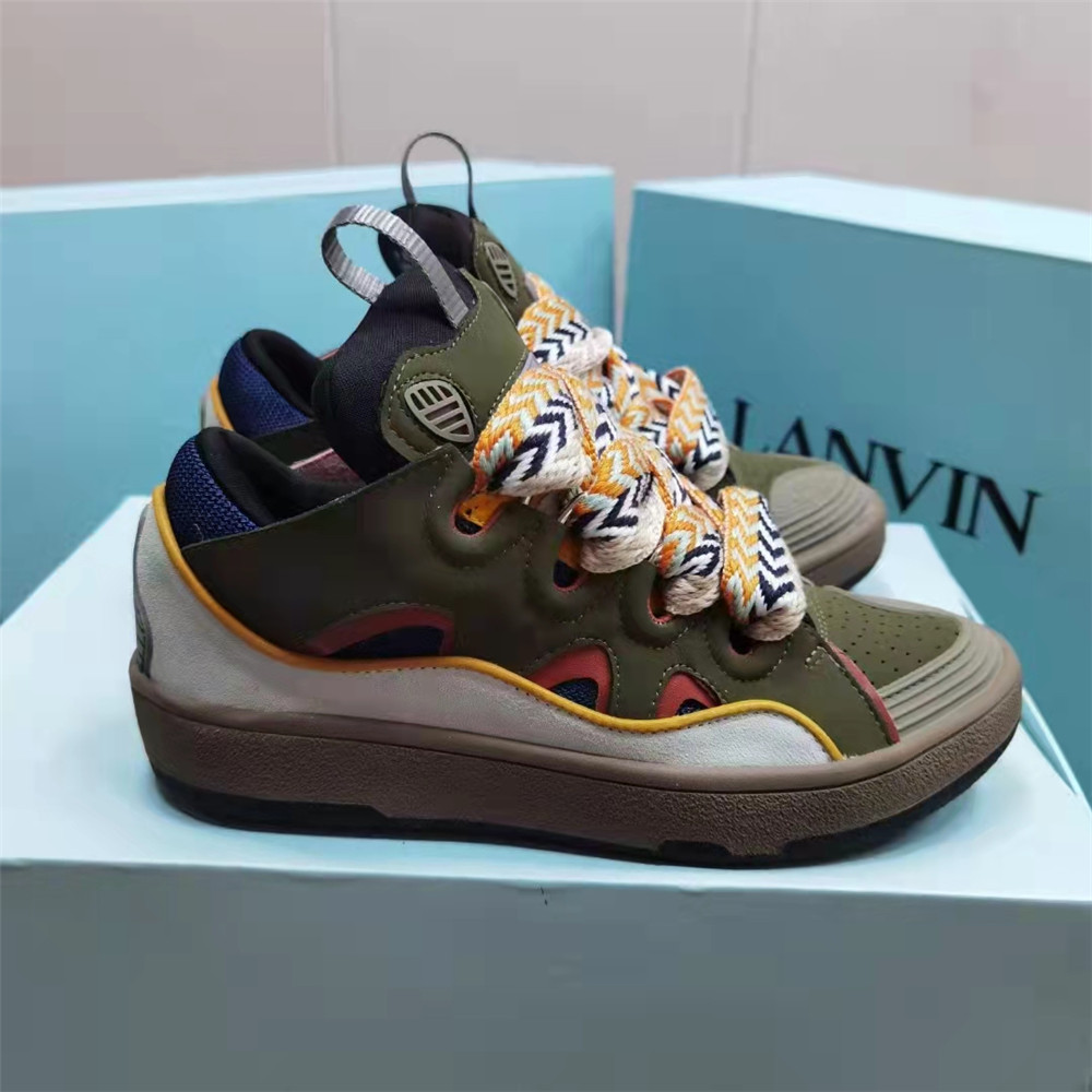 Lanvin Curb Sneaker In Olive Green - DopestKickz