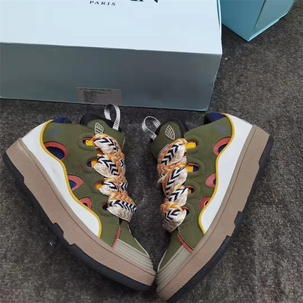 Lanvin Curb Sneaker In Olive Green - DopestKickz