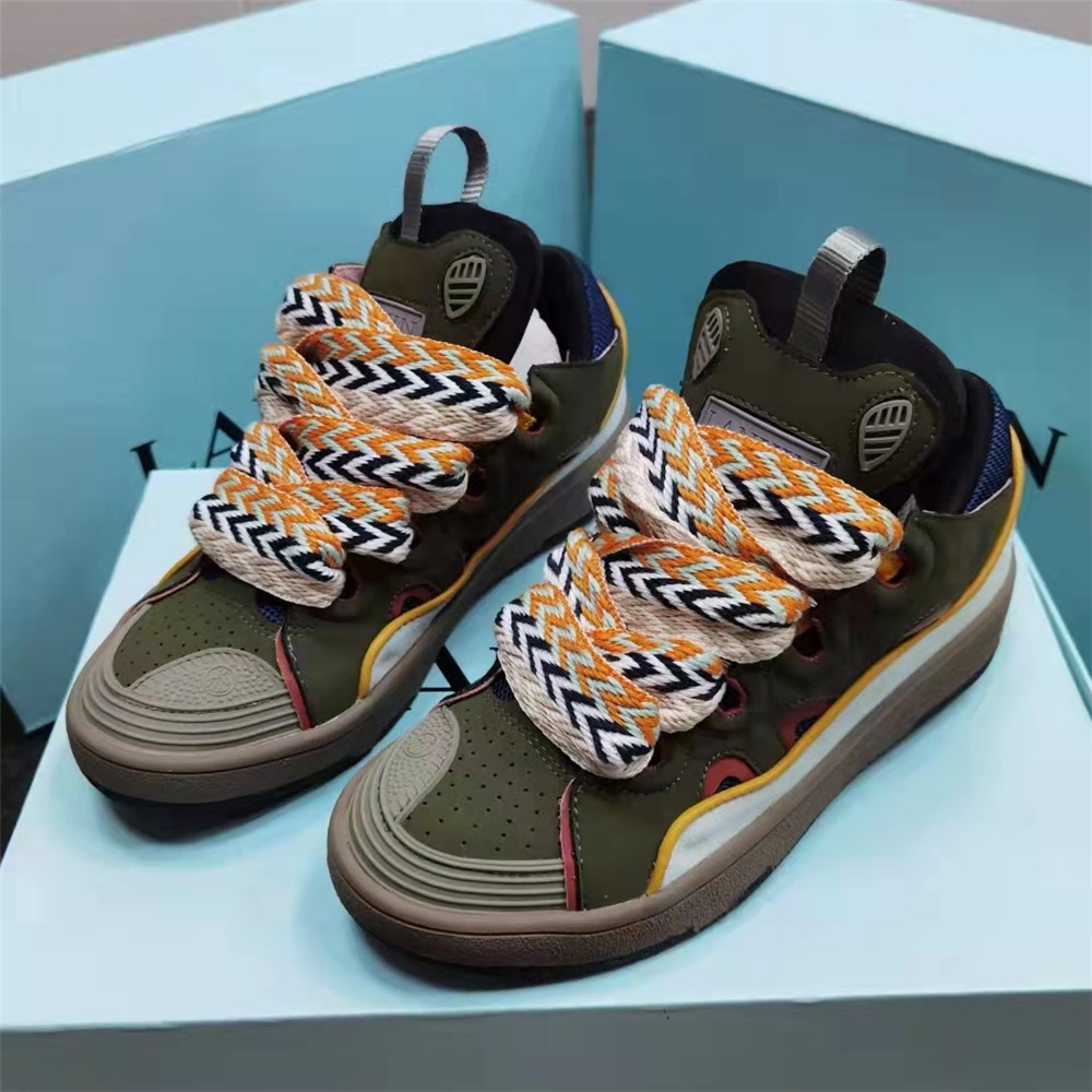 Lanvin Curb Sneaker In Olive Green - DopestKickz