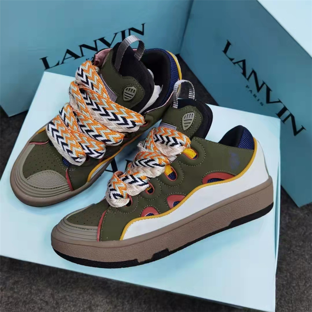 Lanvin Curb Sneaker In Olive Green - DopestKickz