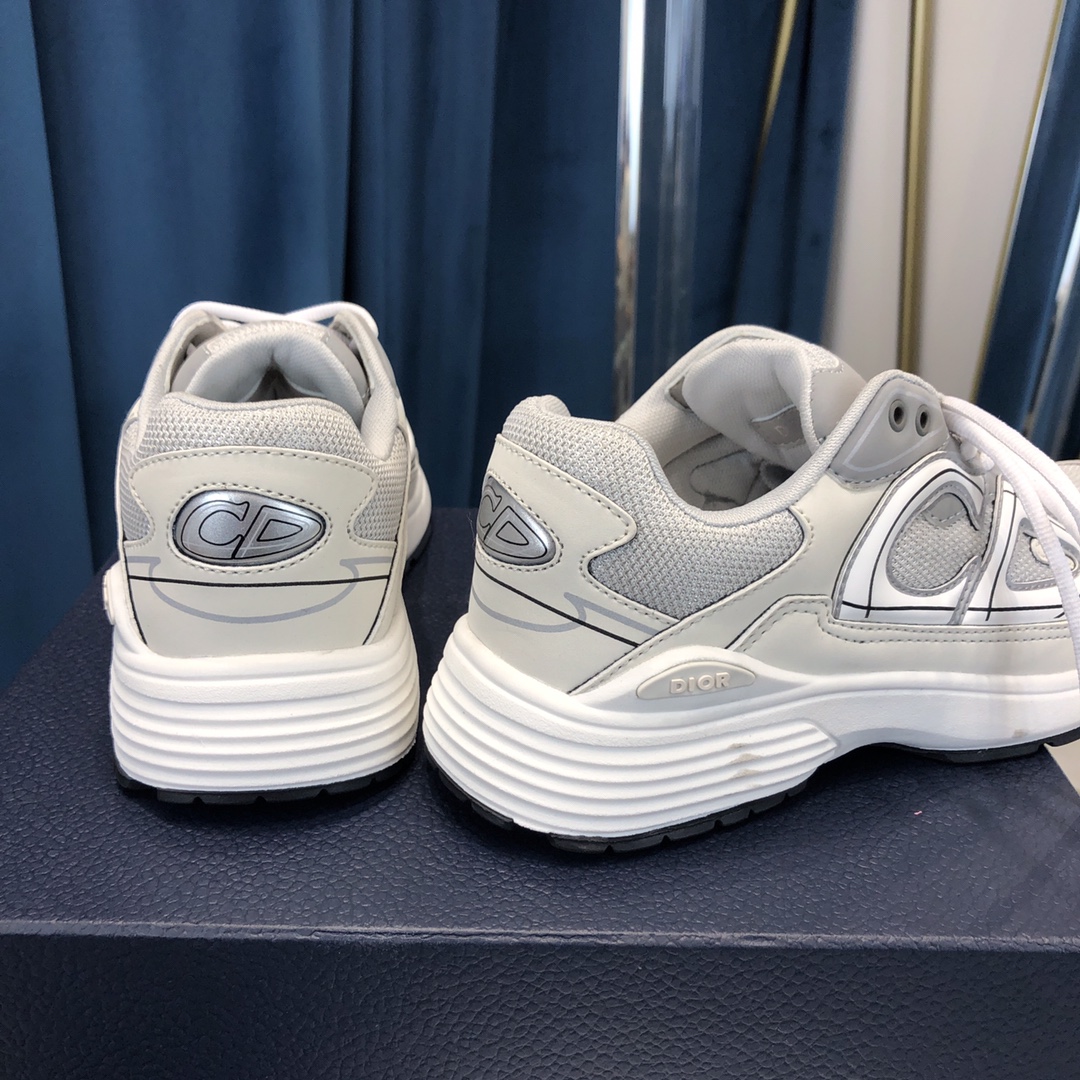 Dior B30 Sneaker Gray Mesh And White Technical Fabric - DopestKickz