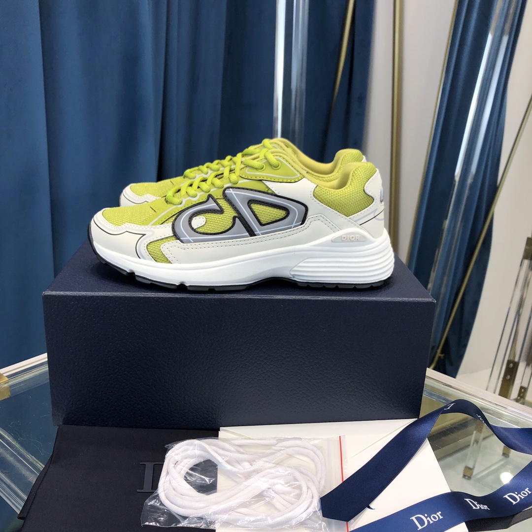 Dior B30 Sneaker Yellow Mesh And White Technical Fabric - DopestKickz