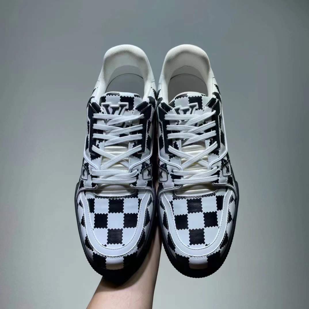 Louis Vuitton Trainer Sneaker Black White Damier - DopestKickz