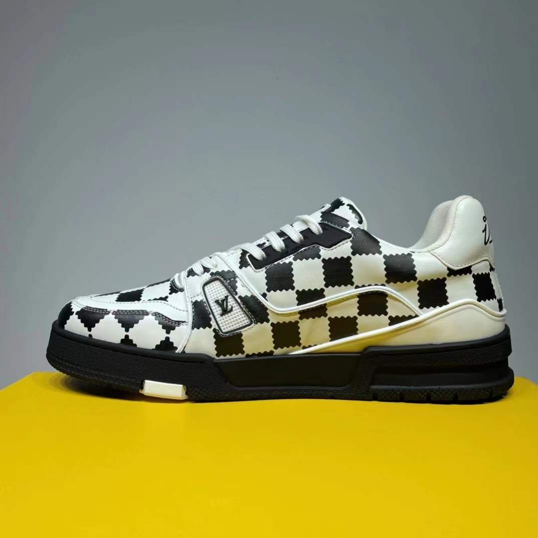 Louis Vuitton Trainer Sneaker Black White Damier - DopestKickz