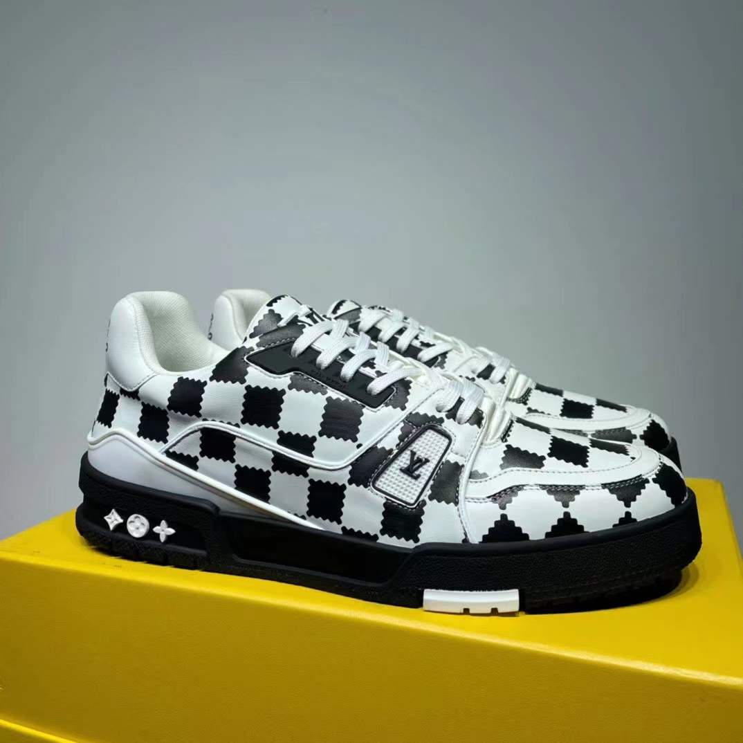 Louis Vuitton Trainer Sneaker Black White Damier - DopestKickz