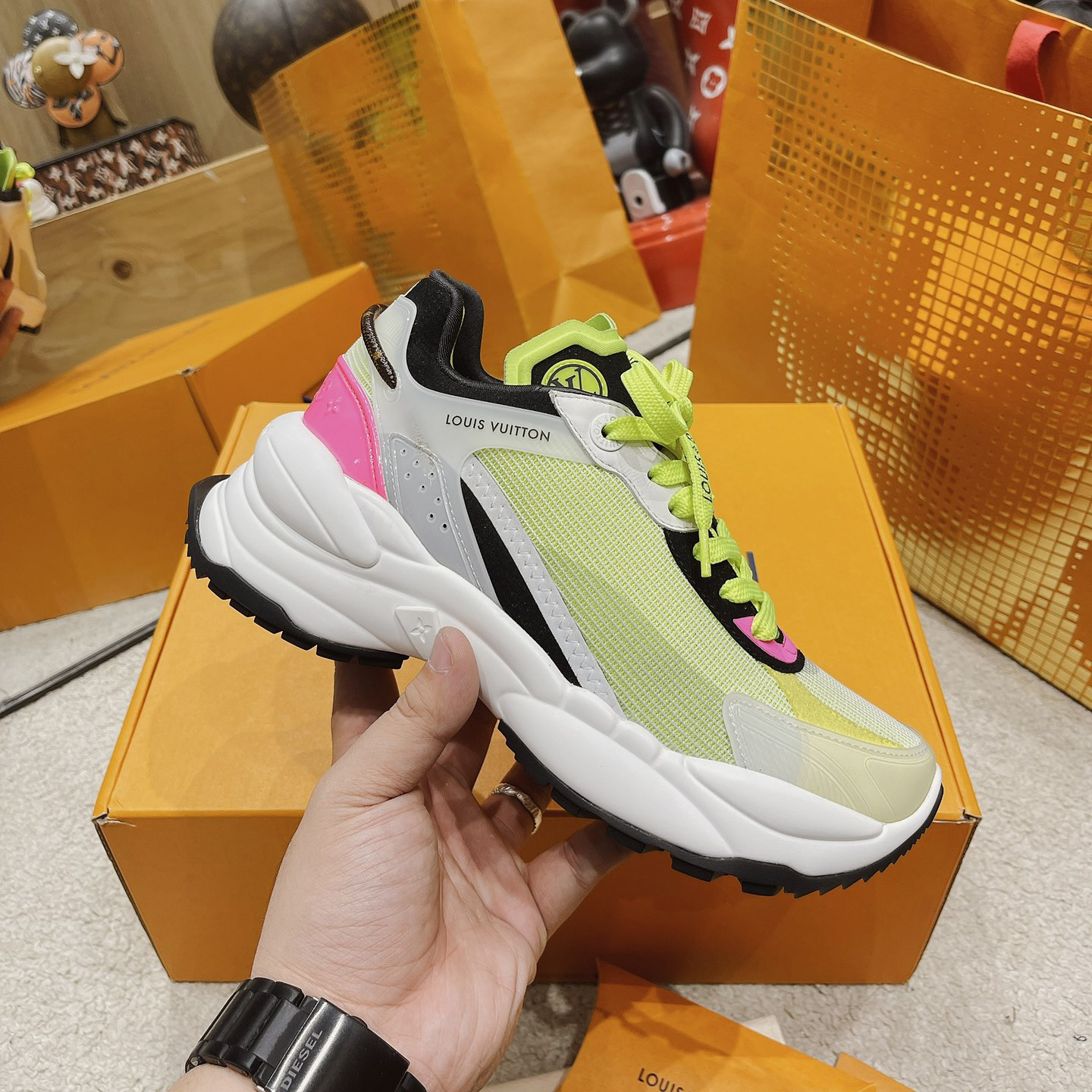 Louis Vuitton Run 55 Sneaker In Green - DopestKickz