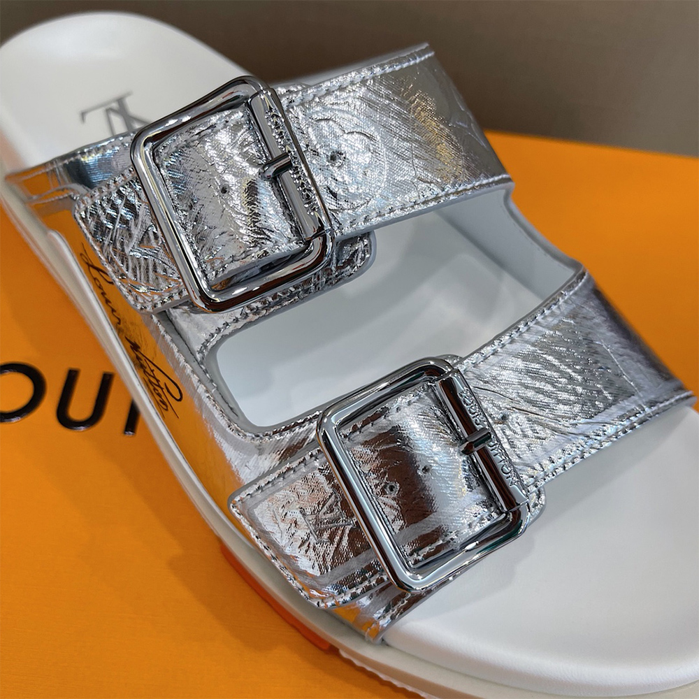 Louis Vuitton Trainer Mule In Silver - DopestKickz