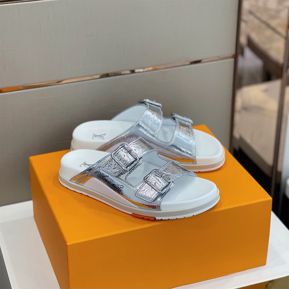 Louis Vuitton Trainer Mule In Silver - DopestKickz