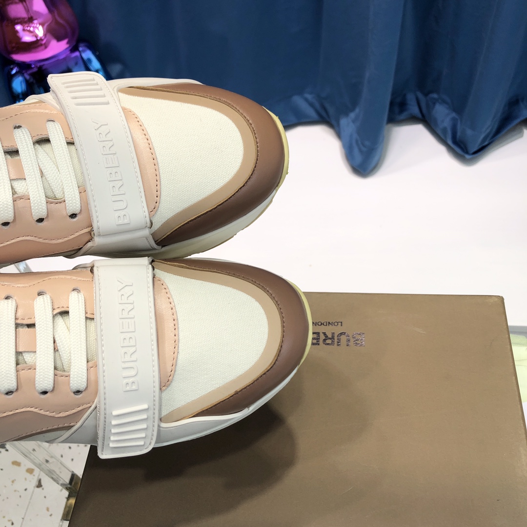 Burberry Check Cotton Canvas And Leather Sneakers - DopestKickz