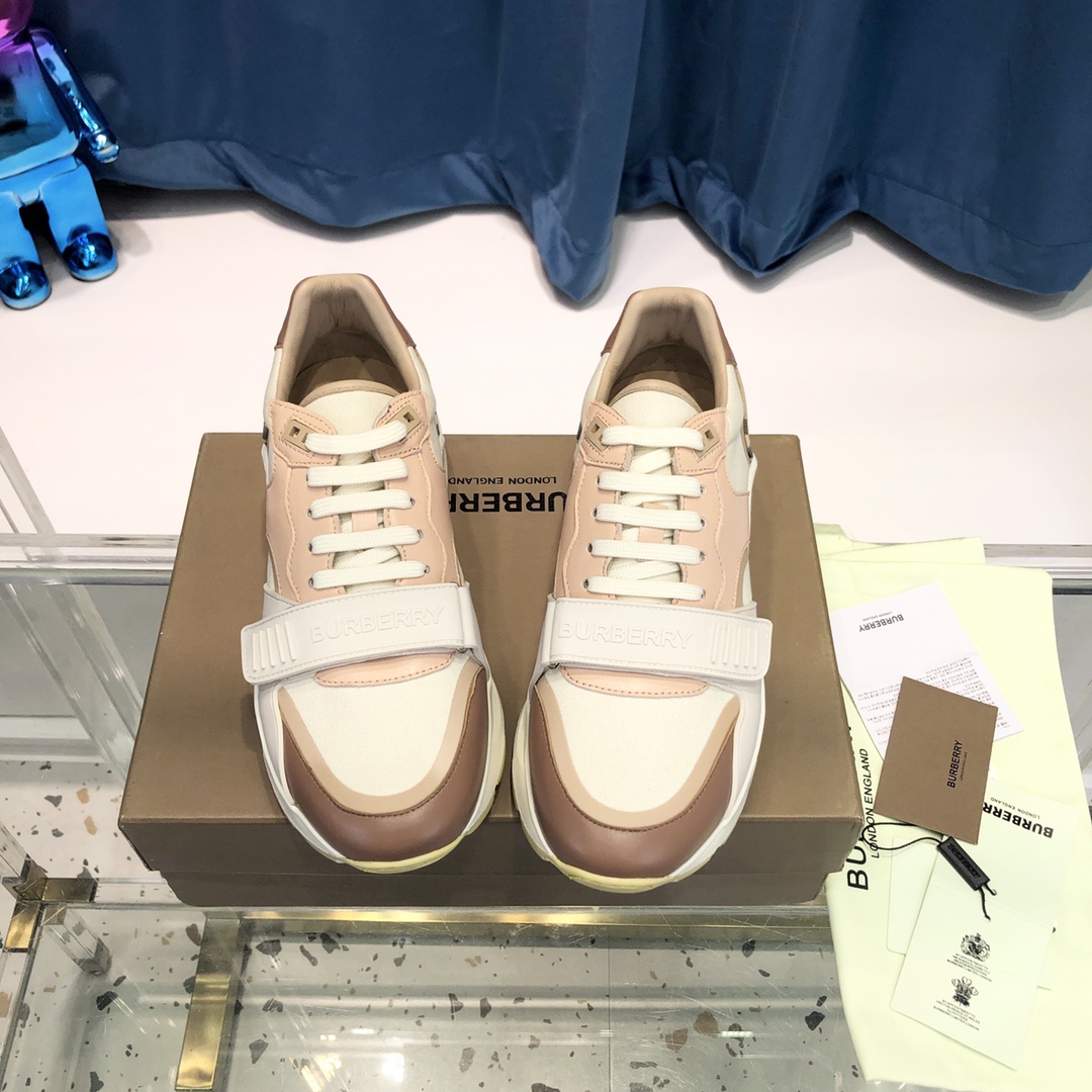 Burberry Check Cotton Canvas And Leather Sneakers - DopestKickz