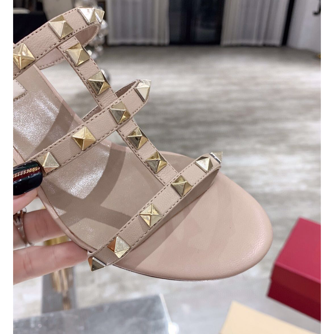 Saint Laurent Rockstud Caged 60mm Slide Sandals - DopestKickz