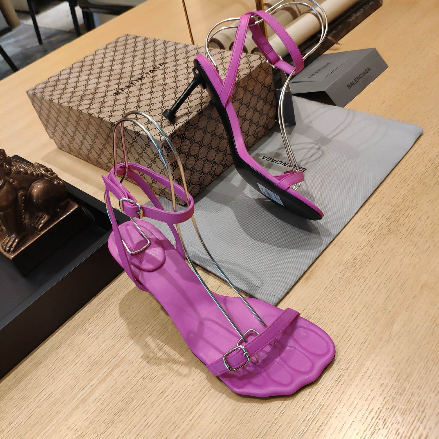 Balenciaga Logo High Heeled Sandals (7CM) - DopestKickz