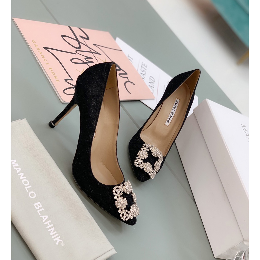 Manolo Blahnik Black Hangisi Pumps With Buckle - DopestKickz