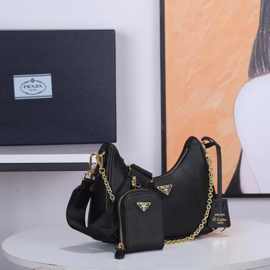 Prada Logo Print Shoulder Bag - DopestKickz