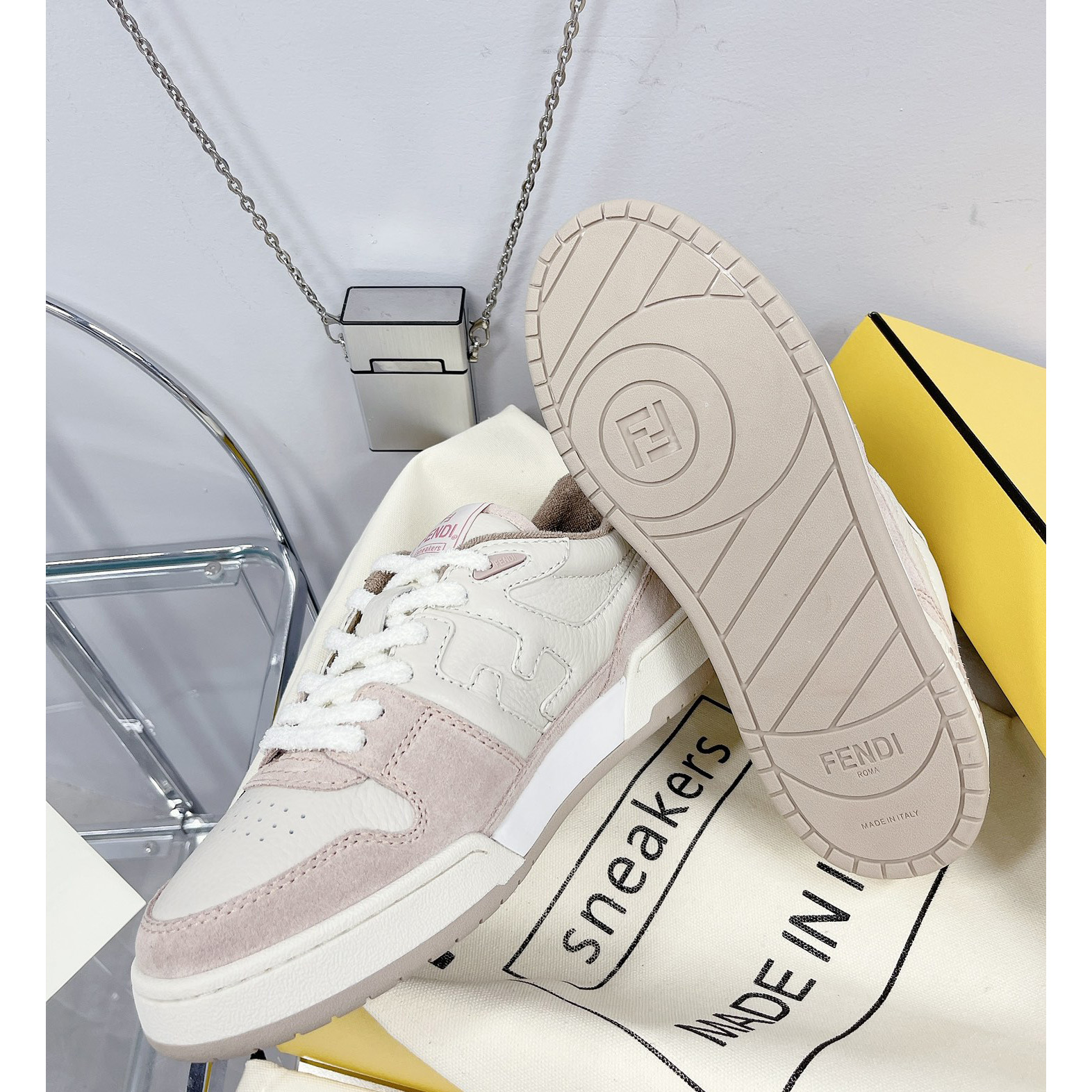 Fendi Match Pink Suede Low Tops Sneaker - DopestKickz