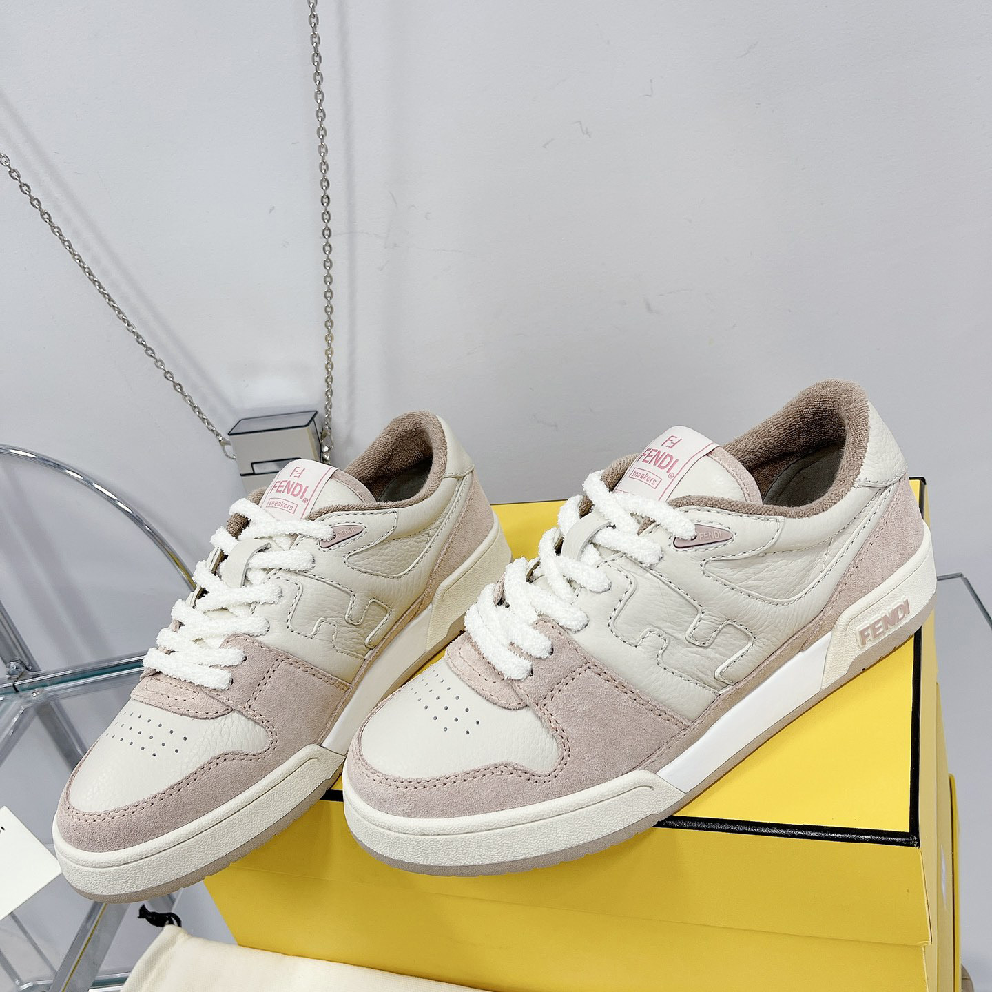 Fendi Match Pink Suede Low Tops Sneaker - DopestKickz