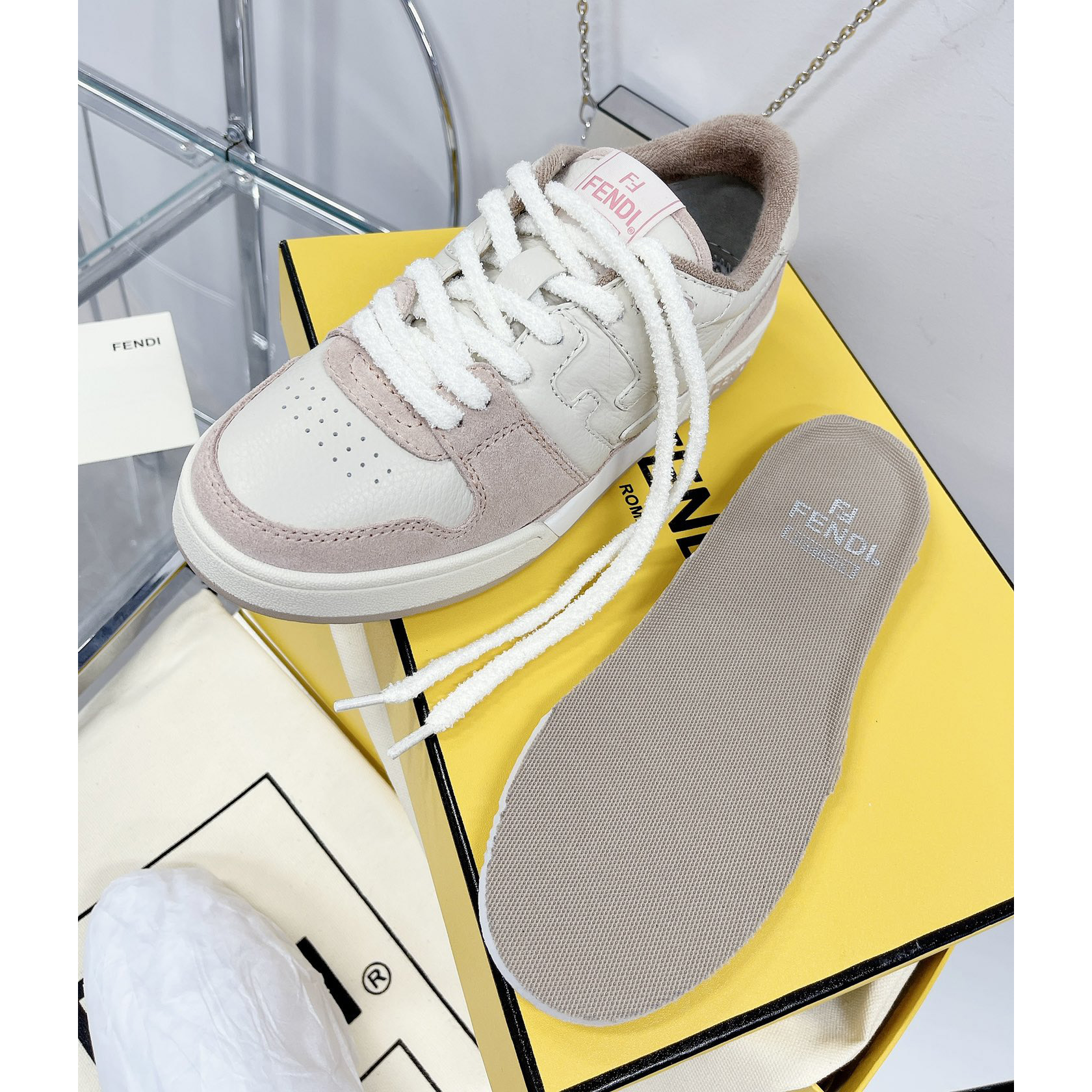 Fendi Match Pink Suede Low Tops Sneaker - DopestKickz