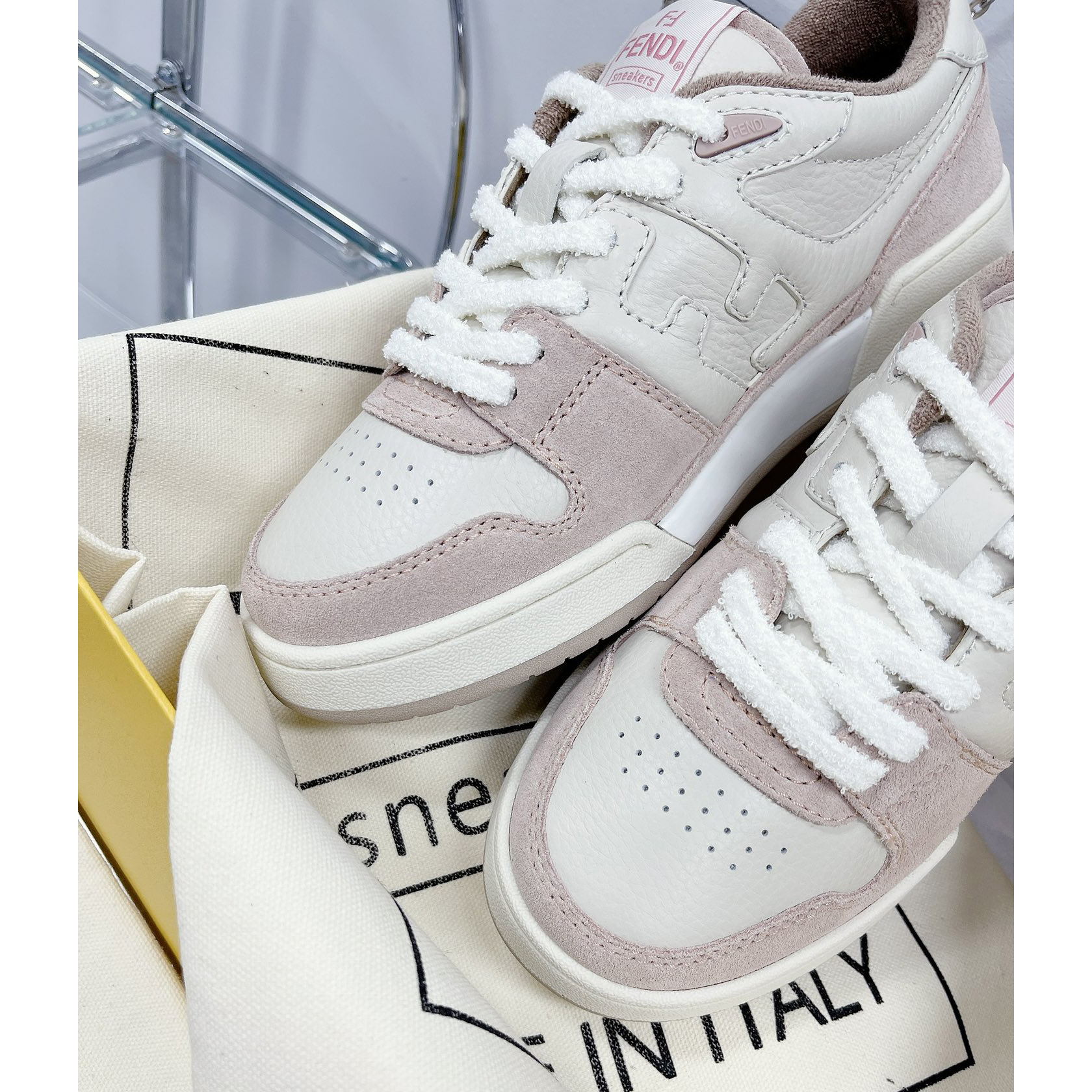 Fendi Match Pink Suede Low Tops Sneaker - DopestKickz
