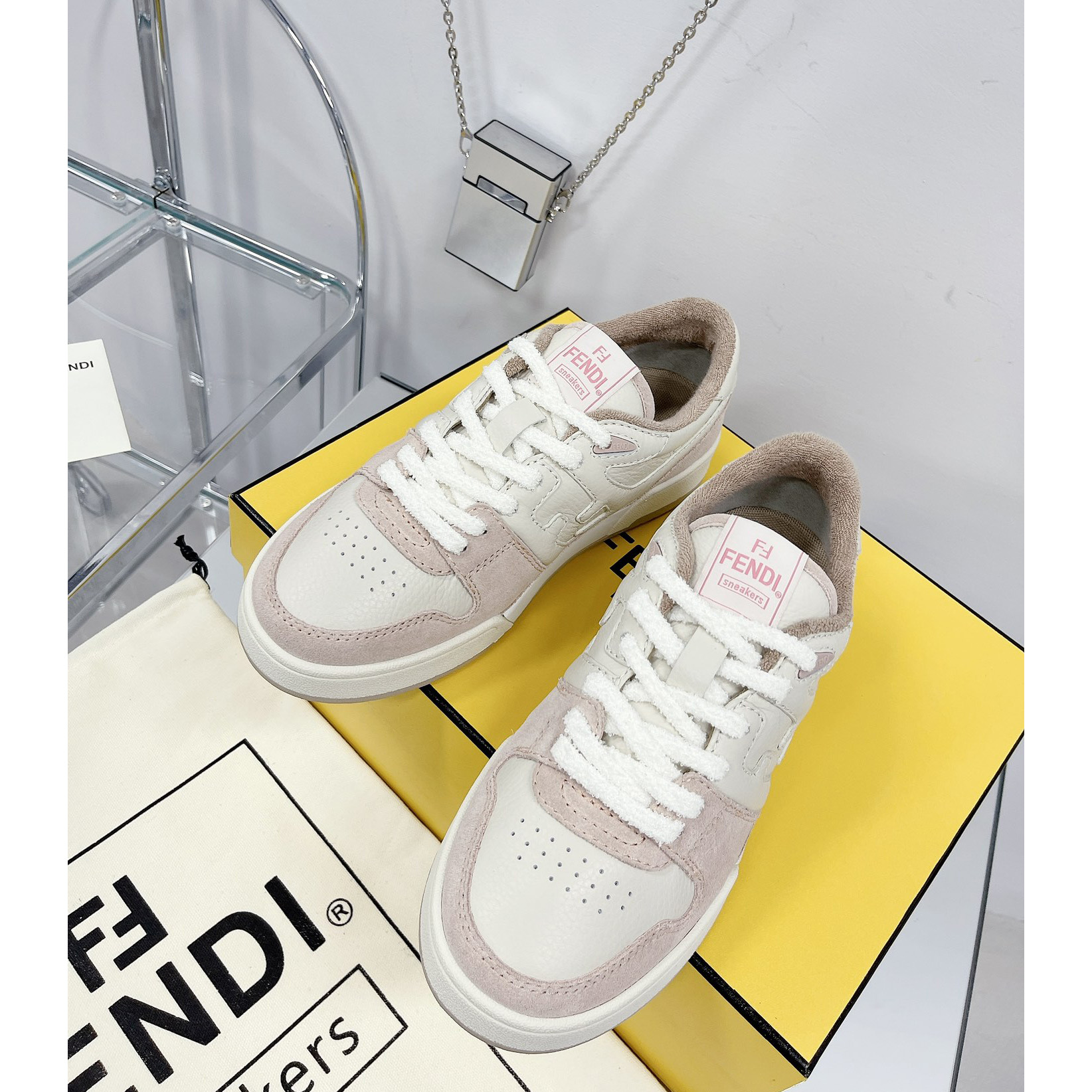 Fendi Match Pink Suede Low Tops Sneaker - DopestKickz