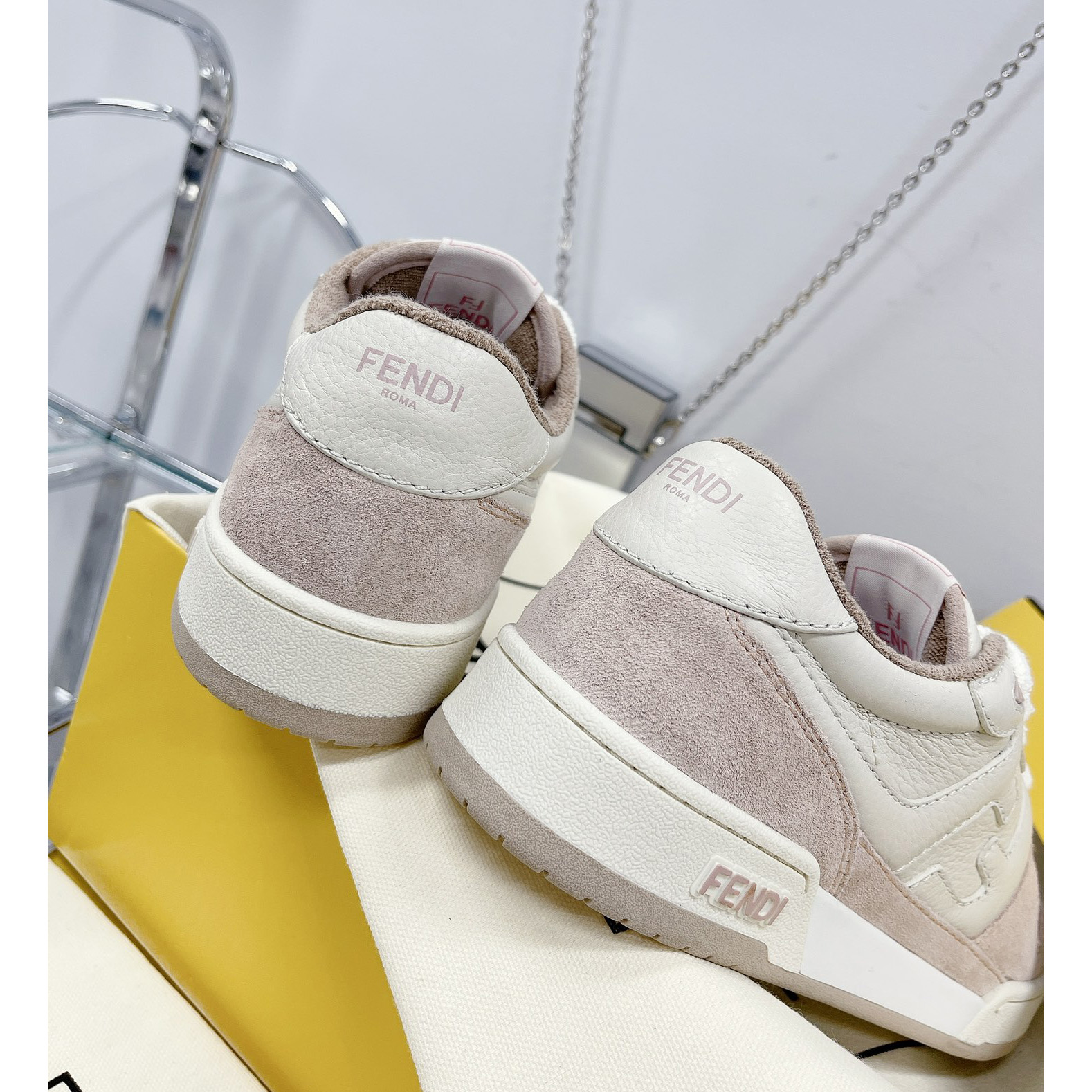 Fendi Match Pink Suede Low Tops Sneaker - DopestKickz