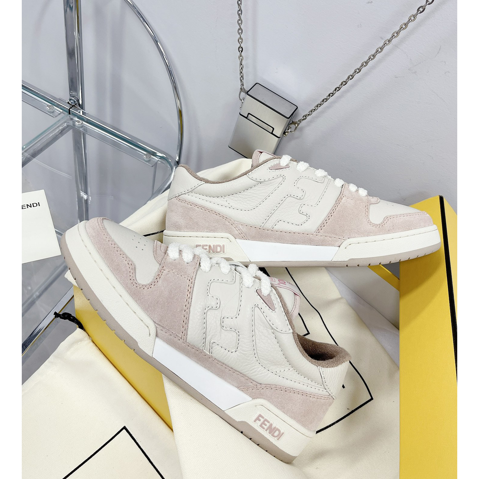 Fendi Match Pink Suede Low Tops Sneaker - DopestKickz