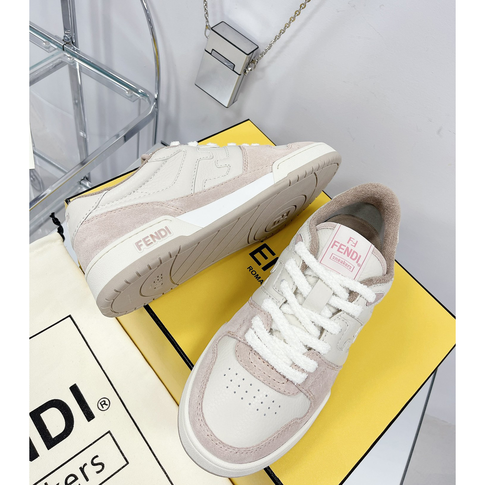 Fendi Match Pink Suede Low Tops Sneaker - DopestKickz