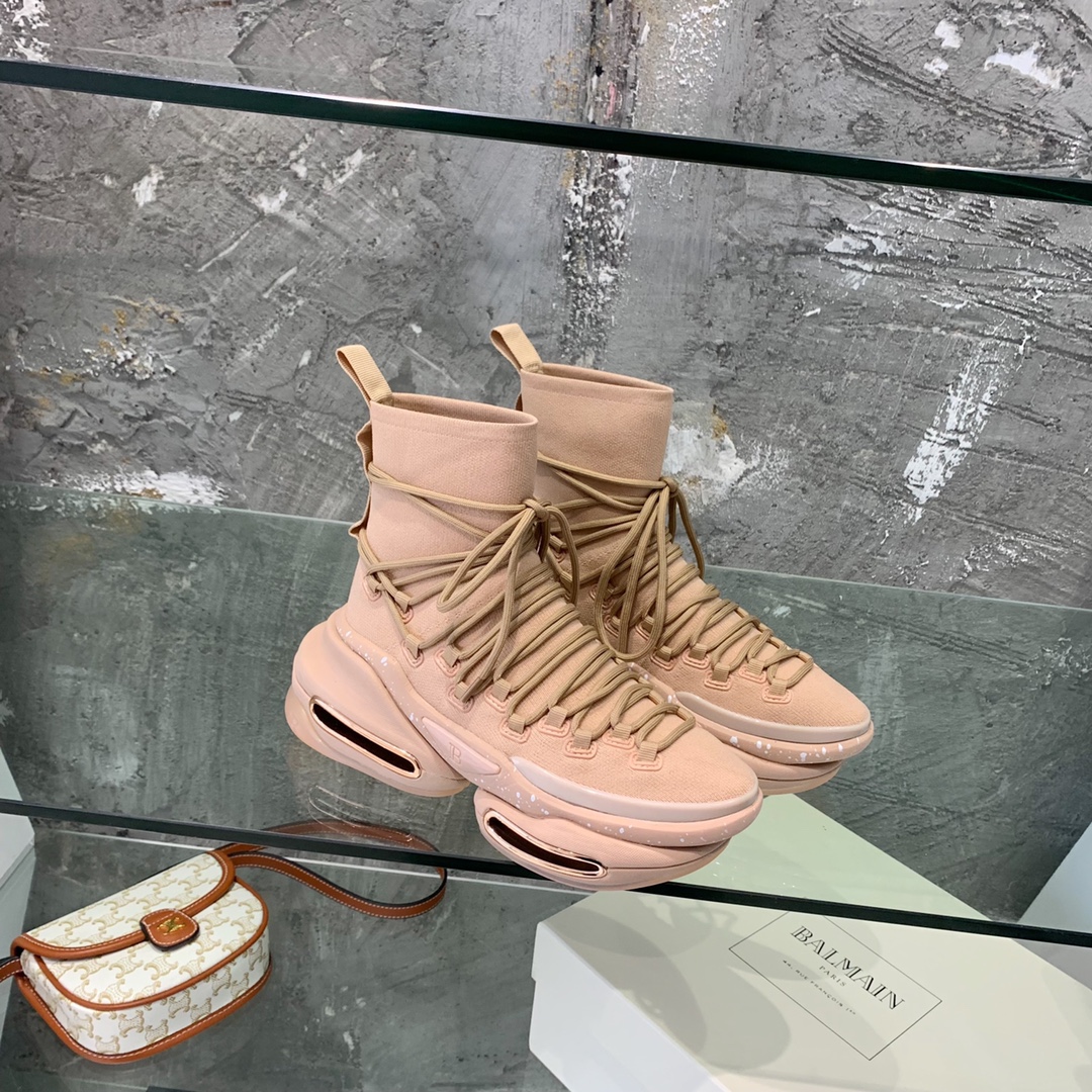 Balmain Lace Up Stockings Sneakers - DopestKickz