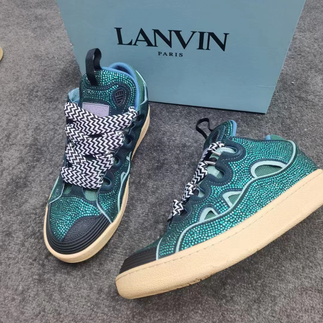 Lanvin Curb Lace-Up Sneakers - DopestKickz