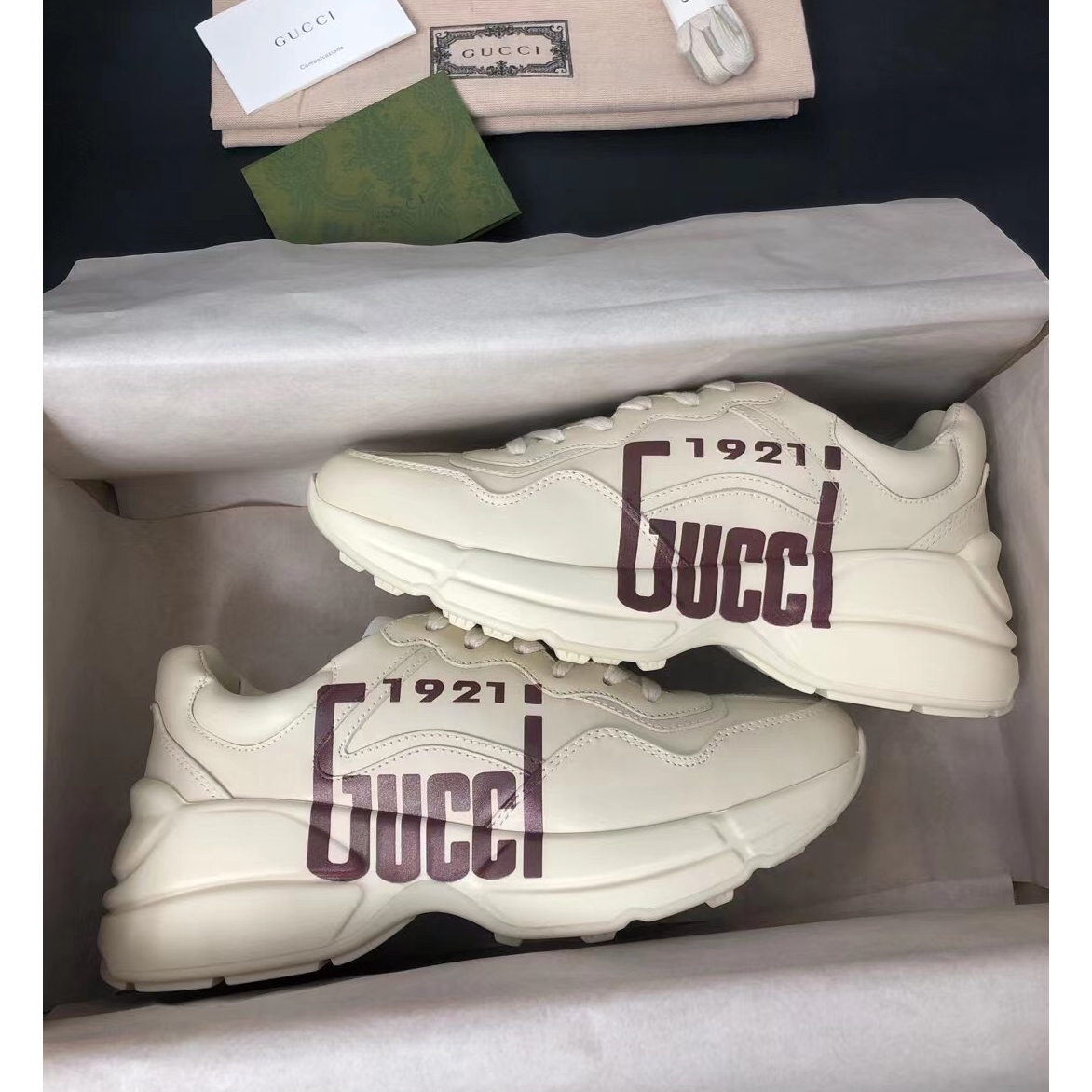 Gucci Men's Rhyton Sneaker In White - DopestKickz