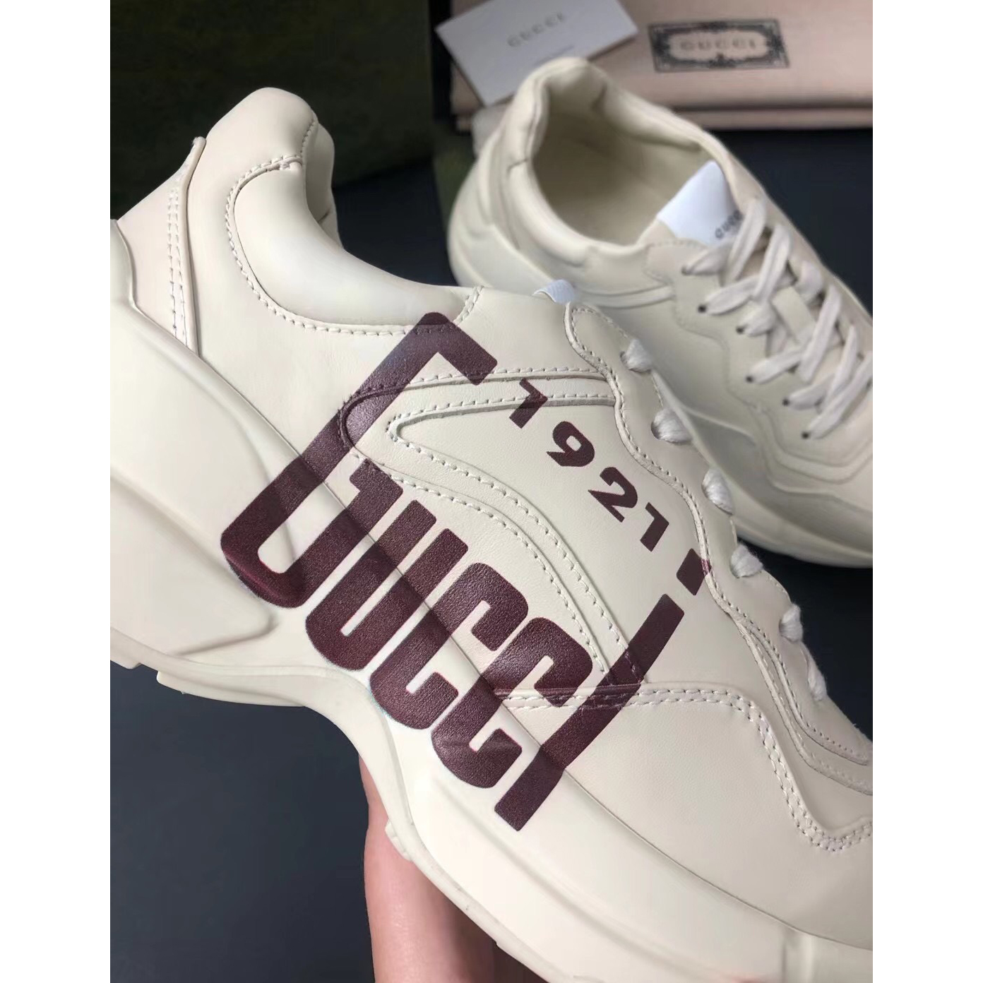 Gucci Men's Rhyton Sneaker In White - DopestKickz