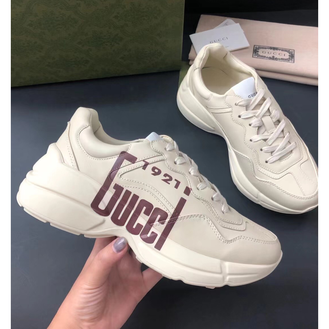 Gucci Men's Rhyton Sneaker In White - DopestKickz