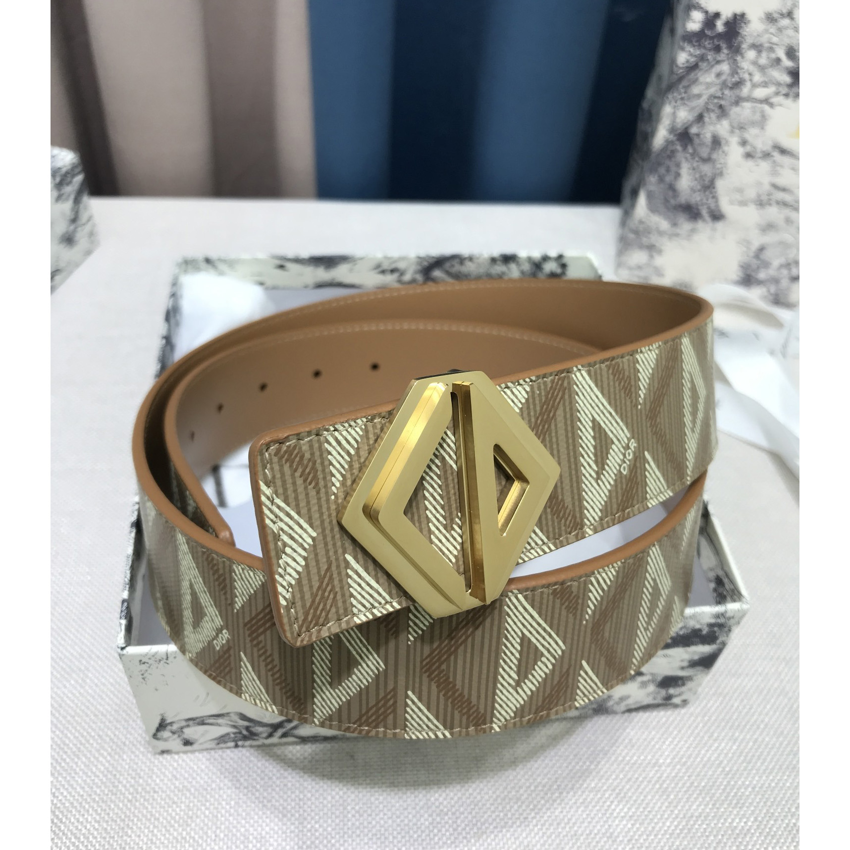 Dior CD Diamond Print  35mm Reversible Belt  - DopestKickz