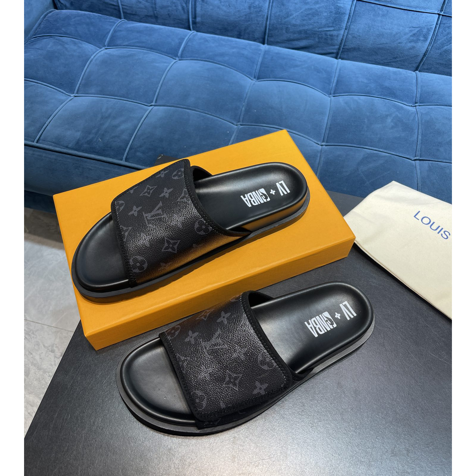 Louis Vuitton x NBA Monogram Slipper - DopestKickz