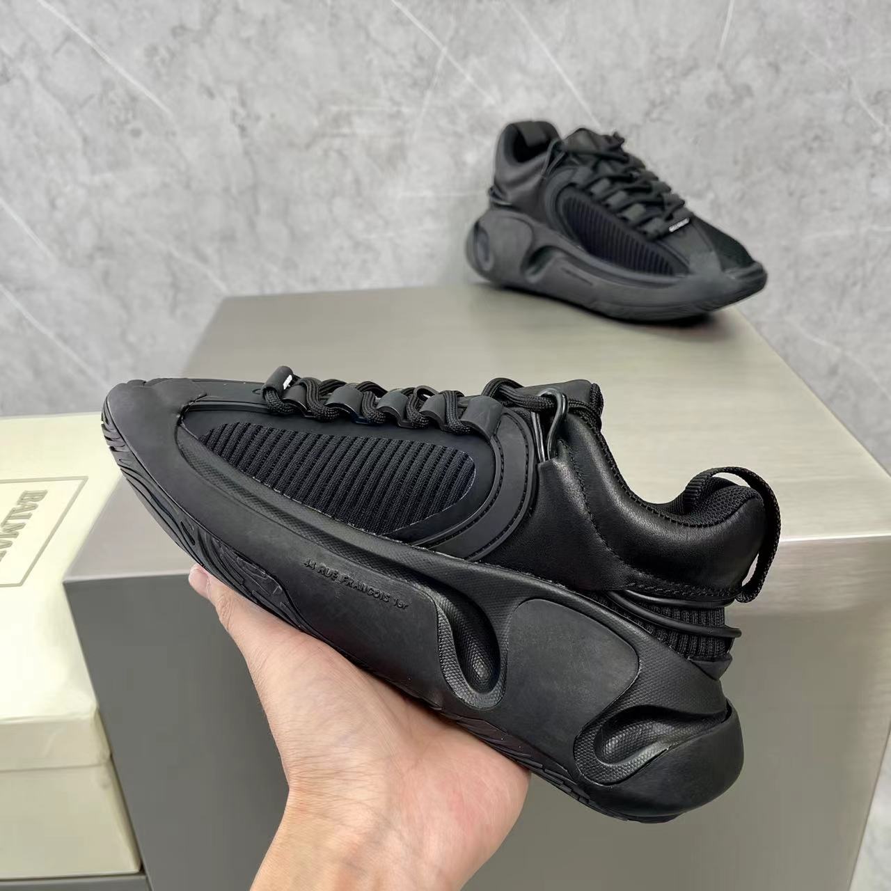 Balmain Bicolor Gummy Leather And Mesh B-Runner Sneakers - DopestKickz